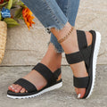 Women'S Fashion Trend Anti-Slip Wear Comfortable Matching Color Sole Pure Black Shoelace Flat Sandals