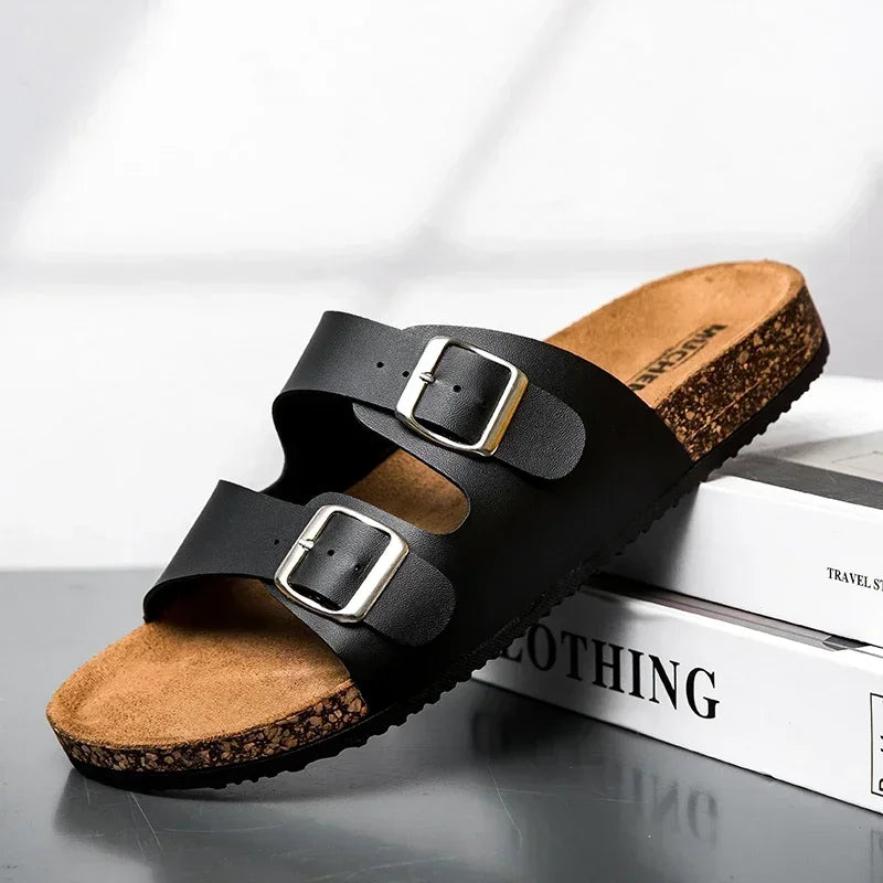 Fashion Classic Unisex Slippers for Men Comfortable Summer Cork Shoes for Men Outdoor Sandals Microfiber plus Size 36-46