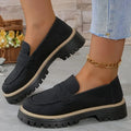 Woman Loafers Retro 2026 Autumn Ladies Large Size Frosted British Thick Heel round Toe Rubber Outsole Korean Style Casual Shoes