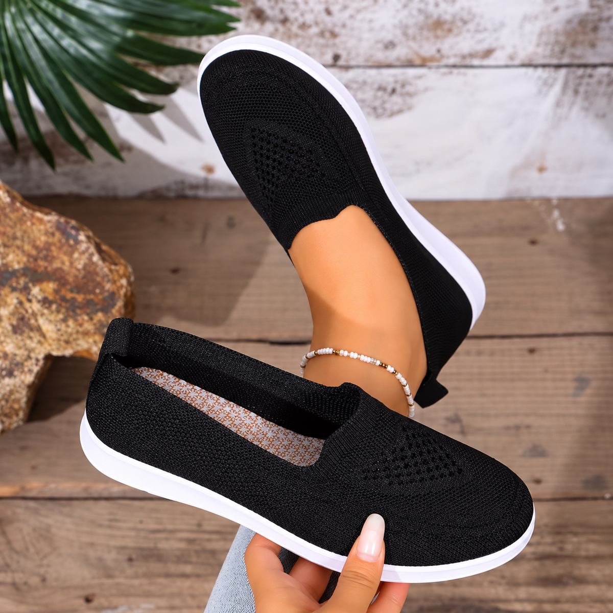 Stylish Lightweight Knit Slip-On Sneakers for Women