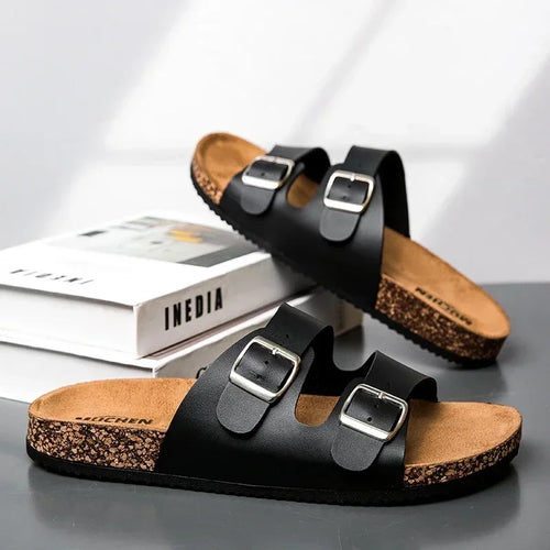 Fashion Classic Unisex Slippers for Men Comfortable Summer Cork Shoes for Men Outdoor Sandals Microfiber plus Size 36-46