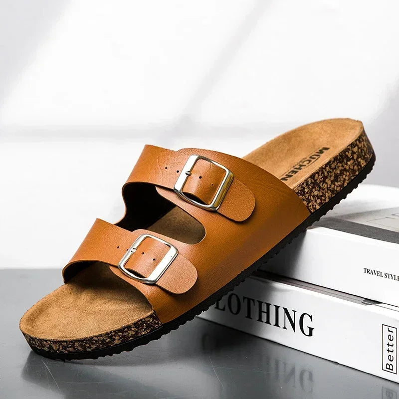 Fashion Classic Unisex Slippers for Men Comfortable Summer Cork Shoes for Men Outdoor Sandals Microfiber plus Size 36-46